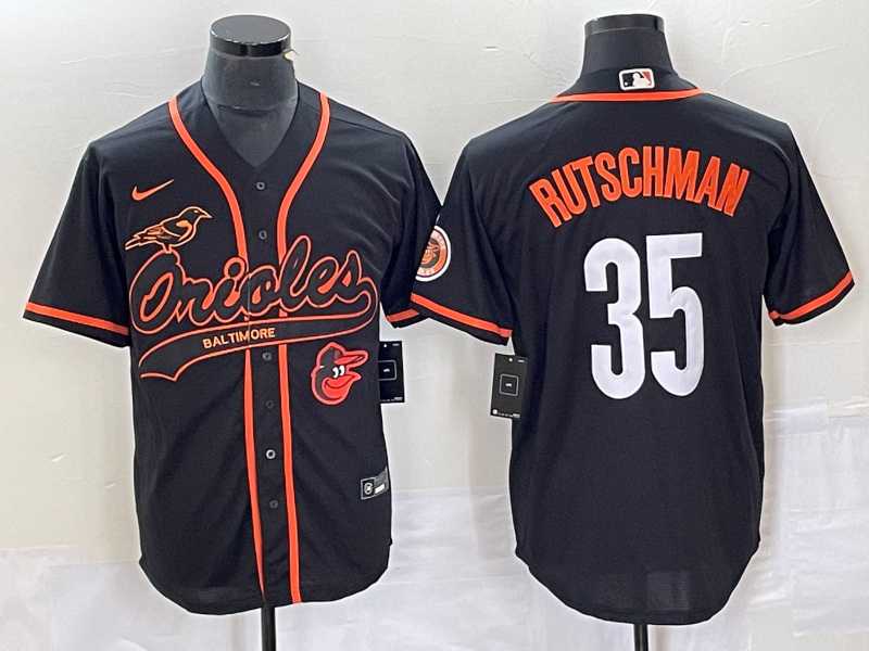 Men%27s Baltimore Orioles #35 Adley Rutschman Black With Patch Cool Base Stitched Baseball Jersey->baltimore orioles->MLB Jersey
